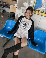 ボントウビカラー マッチング ラグランTシャツ