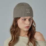 VA Curved Logo Washed Beanie / Khaki Gray