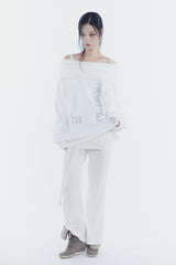 スペルオフショルダースウェットシャツ white