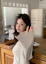 [SHOPPERMADE] Sucre Cotton Eyelet Crop Cardigan (5color)