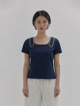ボタンストラップTシャツ (Navy)