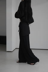 chiffon wrap skirt layered pants (2color)