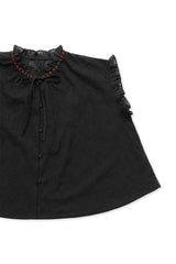 フラワーガーデンステッチブラウス [Black]
