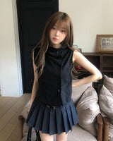 ノキストライププリーツミニスカート