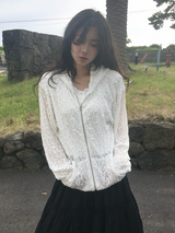 Lace Hoodie Zip-Up