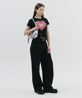 レースハートTシャツ_ブラック