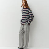 Oversized Stripe T-Shirts_Navy