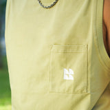 Color-blocking antibacterial pocket tank top