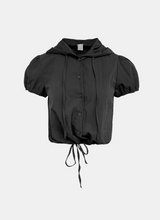 Smoky Drawstring Hoodie Blouse