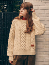 ROUND CABLE LABEL KNIT IVORY