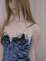  Velvet Lace Sleeveless Blue