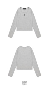 ステッチUネックコットンスパンロングスリーブ