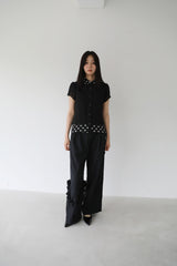 NYLON RUFFLE PANTS (BLACK)