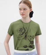 Rose Printed T-shirt - Green