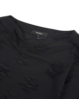 ディストレスドカウルネックTシャツ _ BLACK