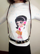 OurHappy Original cute girl print white top