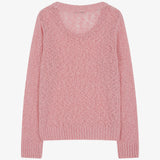 Deep Round Neck Knit Pink