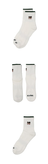 RAINBOW EMBROIDERY ANKLE SOCKS【DARK GREEN】
