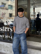 With crop stripe long-sleeve tee