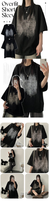 キロペインティングオーバーサイズドフィットショートスリーブtシャツ