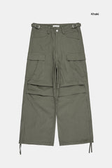 Trap side zipper parachute cargo pants