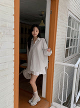 Peach Stripe Loose Fit Shirt (4color)