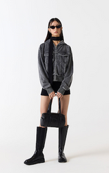 Odd-Signature-Denim-Sweat-Crop-Zip-Up - 2COLOR