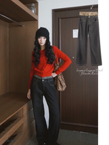 Leopard Layered Dark Denim Pants