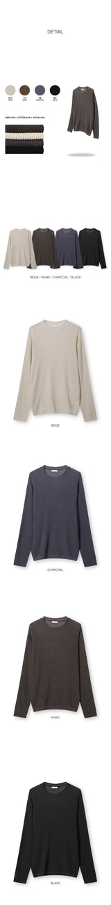 [S/S] ハッチバックルリネンラウンドネック二ット