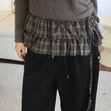 Jetso Layered Checkered Micro Mini Skirt Belt