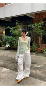 Mint Loose-Fit Layered Sleeveless T-shirt( T + sleeveless set)