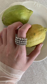 Silver layered bold ring