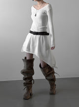 Ribbed Backless V-Neck Knit