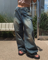 ミックスドロープバルーンワイドデニムパンツ