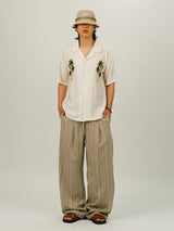 EO Stripe Wide Linen Pants 