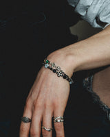 Clover beads stone bracelet BK (925 silver)