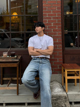 If semi-wide denim pants