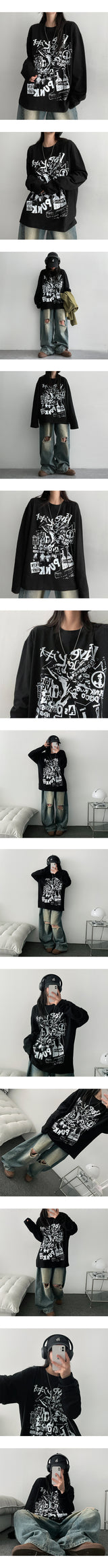 Deco Lettering Long Sleeve Long Sleeve T-shirt (3 colors)