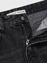 Tapered Round Denim Pants Grey