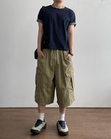 ターンバック クロップド ロールアップ ショートスリーブ Tシャツ