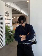 ルックエスティ―デイリーリブモーダルヘンリーネックニット