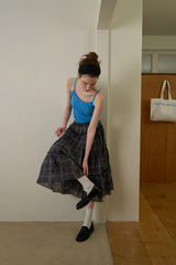 Check frill skirt