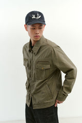 ビンテージウォッシュド5ポケットワークジャケット (Washed Khaki)