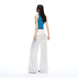 American Vintage White Cargo Parachute Pants