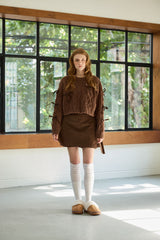 WHIMSICAL WOOL RIBBONE KNIT / BROWN
