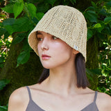 VZ Label Cable Knit Bucket Hat / Beige
