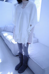 Bohem tassel button knit cape