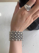 シルバー ボール ワイド バンド バングル