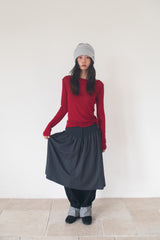 FLARE RIB SKIRT (CAHRCOAL)