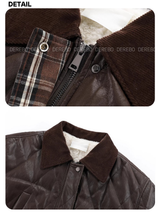Warm Classic Leather Half Quilting Jacket